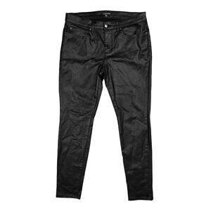 Eileen Fisher Black Organic Cotton Waxed Denim Skinny Jeans Size 12